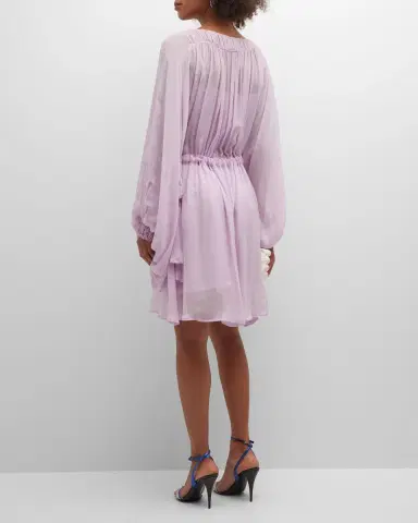 Emporio Armani Pleated Poet-Sleeve Georgette Dress | Thumbnail 4 Emporio Armani Pleated Poet-Sleeve Georgette Dress | Thumbnail 4