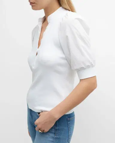 Veronica Beard Coralee Puff Sleeve Button-Front Top | Thumbnail 7 Veronica Beard Coralee Puff Sleeve Button-Front Top | Thumbnail 7