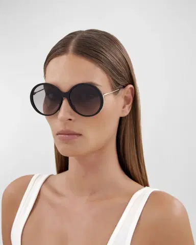 Chloé Oversized Round Acetate and Metal Sunglasses | Thumbnail 4 Chloé Oversized Round Acetate and Metal Sunglasses | Thumbnail 4