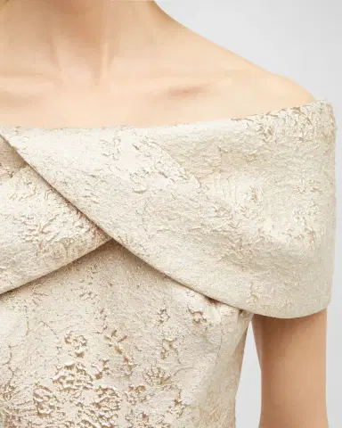 Rickie Freeman for Teri Jon Off-Shoulder Jacquard Column Gown | Thumbnail 5 Rickie Freeman for Teri Jon Off-Shoulder Jacquard Column Gown | Thumbnail 5