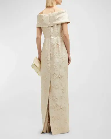 Rickie Freeman for Teri Jon Off-Shoulder Jacquard Column Gown | Thumbnail 6 Rickie Freeman for Teri Jon Off-Shoulder Jacquard Column Gown | Thumbnail 6