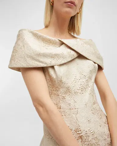 Rickie Freeman for Teri Jon Off-Shoulder Jacquard Column Gown | Thumbnail 7 Rickie Freeman for Teri Jon Off-Shoulder Jacquard Column Gown | Thumbnail 7