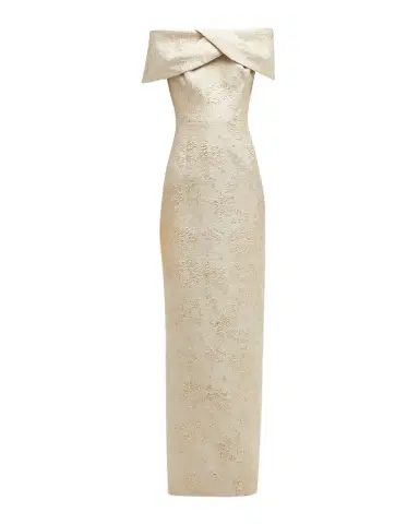 Rickie Freeman for Teri Jon Off-Shoulder Jacquard Column Gown | Thumbnail 1 Rickie Freeman for Teri Jon Off-Shoulder Jacquard Column Gown | Thumbnail 1