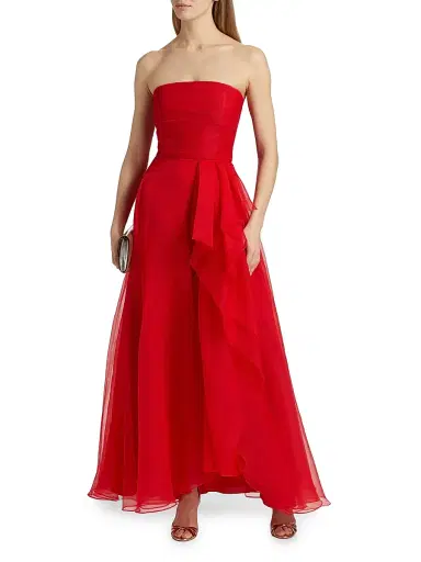 Theia Women's Teresa Draped Tulle Gown - Poppy | Thumbnail 3 Theia Women's Teresa Draped Tulle Gown - Poppy | Thumbnail 3