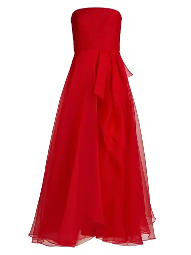 Theia Women's Teresa Draped Tulle Gown - Poppy | Thumbnail 1 Theia Women's Teresa Draped Tulle Gown - Poppy | Thumbnail 1