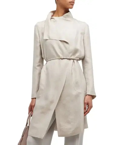 Giorgio Armani Belted Metallic Wrap Coat | Thumbnail 1 Giorgio Armani Belted Metallic Wrap Coat | Thumbnail 1