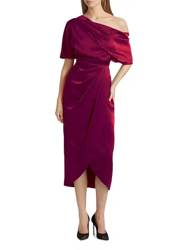 Theia Women's Rayna One-Shoulder Gown - Oxblood | Thumbnail 3 Theia Women's Rayna One-Shoulder Gown - Oxblood | Thumbnail 3