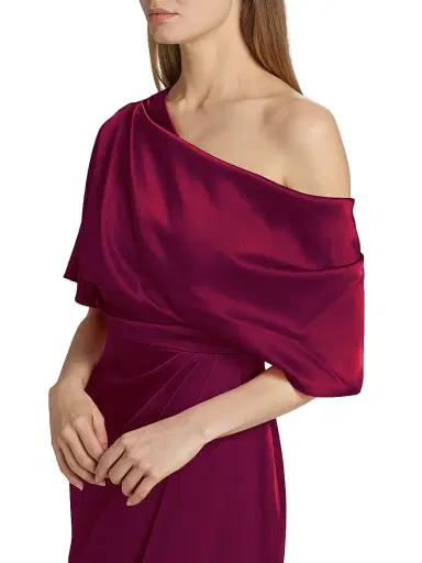 Theia Women's Rayna One-Shoulder Gown - Oxblood | Thumbnail 6 Theia Women's Rayna One-Shoulder Gown - Oxblood | Thumbnail 6