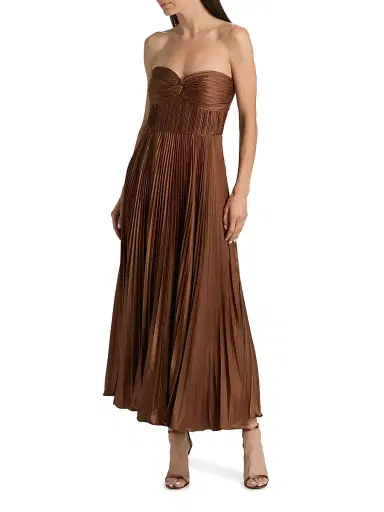 Amur Women's Pleated Strapless Belle Dress | Thumbnail 3 Amur Women's Pleated Strapless Belle Dress | Thumbnail 3