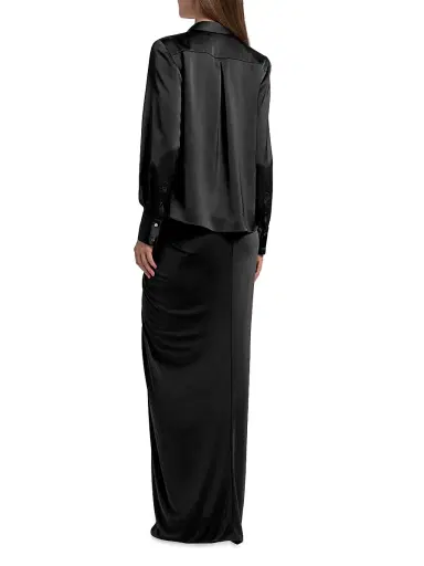 Halston Women's Katrine Mix Media Draped Gown - Black | Thumbnail 5 Halston Women's Katrine Mix Media Draped Gown - Black | Thumbnail 5