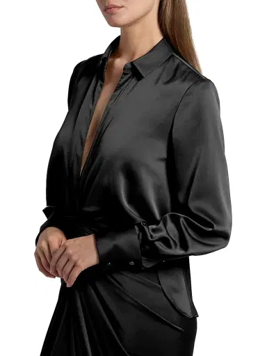 Halston Women's Katrine Mix Media Draped Gown - Black | Thumbnail 6 Halston Women's Katrine Mix Media Draped Gown - Black | Thumbnail 6