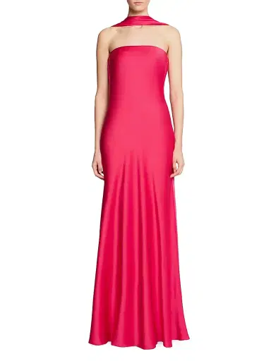 Halston Women's Vali Crepe Cowlback Gown - Opera | Thumbnail 2 Halston Women's Vali Crepe Cowlback Gown - Opera | Thumbnail 2