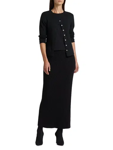 LESET Women's Pointelle-Knit Cotton Cardigan - Black - Size XL | Thumbnail 2 LESET Women's Pointelle-Knit Cotton Cardigan - Black - Size XL | Thumbnail 2