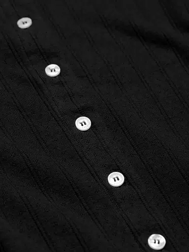 LESET Women's Pointelle-Knit Cotton Cardigan - Black - Size XL | Thumbnail 7 LESET Women's Pointelle-Knit Cotton Cardigan - Black - Size XL | Thumbnail 7