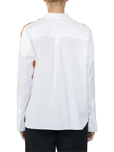 Callas Milano Women's Sirene Silk Scarf Front Shirt - White Orange | Thumbnail 4 Callas Milano Women's Sirene Silk Scarf Front Shirt - White Orange | Thumbnail 4