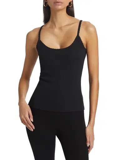 LESET Women's Pointelle-Knit Classic Tank - Black | Thumbnail 3 LESET Women's Pointelle-Knit Classic Tank - Black | Thumbnail 3