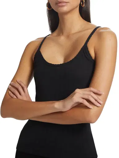 LESET Women's Pointelle-Knit Classic Tank - Black | Thumbnail 6 LESET Women's Pointelle-Knit Classic Tank - Black | Thumbnail 6