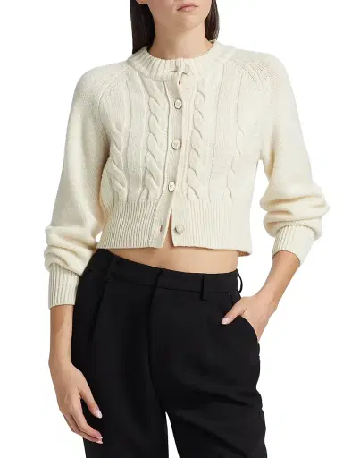 Toccin Women's Rita Wool-Cashmere Crop Cardigan - | Thumbnail 3 Toccin Women's Rita Wool-Cashmere Crop Cardigan - | Thumbnail 3