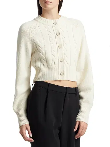 Toccin Women's Rita Wool-Cashmere Crop Cardigan - | Thumbnail 4 Toccin Women's Rita Wool-Cashmere Crop Cardigan - | Thumbnail 4