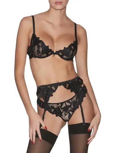 Fleur du Mal Women's Lace Plunge Demi Bra - Black | Thumbnail 3 Fleur du Mal Women's Lace Plunge Demi Bra - Black | Thumbnail 3