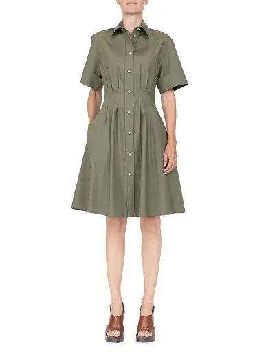 Callas Milano Women's Bergamo Fit and Flare Shirt Dress - Olive | Thumbnail 4 Callas Milano Women's Bergamo Fit and Flare Shirt Dress - Olive | Thumbnail 4