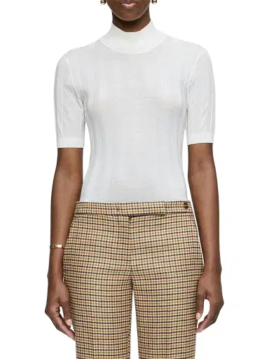 Callas Milano Women's Jordyn Short Sleeve Mock Neck Sweater - White | Thumbnail 2 Callas Milano Women's Jordyn Short Sleeve Mock Neck Sweater - White | Thumbnail 2
