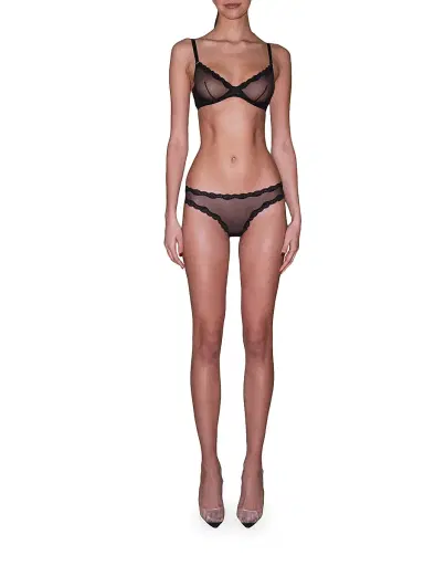 Fleur du Mal Women's Sheer Tulle Demi Bra - Black | Thumbnail 2 Fleur du Mal Women's Sheer Tulle Demi Bra - Black | Thumbnail 2