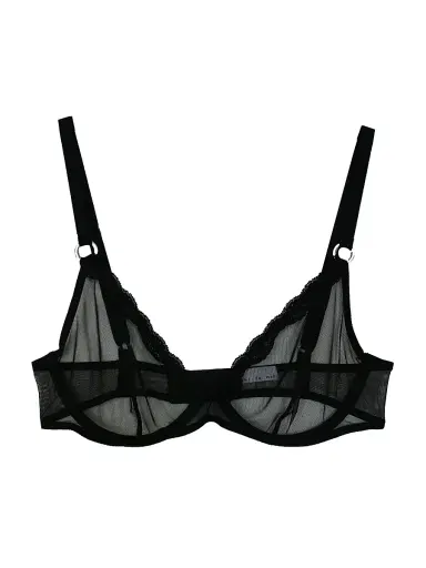 Fleur du Mal Women's Sheer Tulle Demi Bra - Black | Thumbnail 3 Fleur du Mal Women's Sheer Tulle Demi Bra - Black | Thumbnail 3