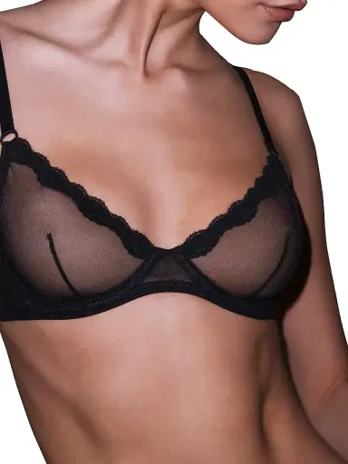 Fleur du Mal Women's Sheer Tulle Demi Bra - Black | Thumbnail 7 Fleur du Mal Women's Sheer Tulle Demi Bra - Black | Thumbnail 7