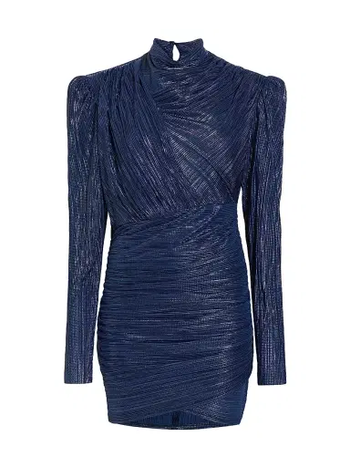 Sabina Musáyev Women's Maya Foil Pleated Knit Minidress - Blue | Thumbnail 1 Sabina Musáyev Women's Maya Foil Pleated Knit Minidress - Blue | Thumbnail 1