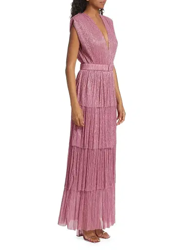 Sabina Musáyev Women's Skylar Tiered Belted Metallic Gown - Antique Rose - Size Small | Thumbnail 3 Sabina Musáyev Women's Skylar Tiered Belted Metallic Gown - Antique Rose - Size Small | Thumbnail 3