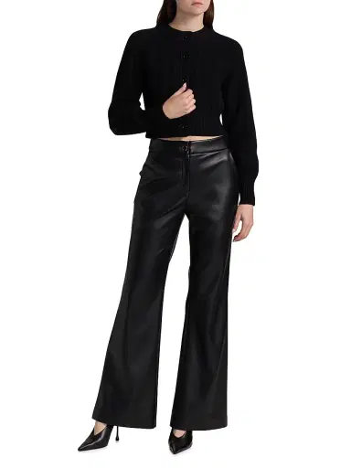 Toccin Women's Rita Wool-Cashmere Crop Cardigan - Jet | Thumbnail 2 Toccin Women's Rita Wool-Cashmere Crop Cardigan - Jet | Thumbnail 2