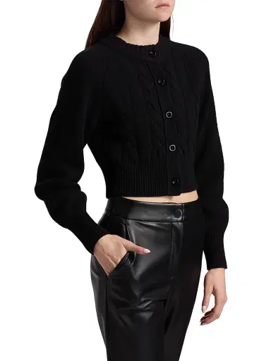 Toccin Women's Rita Wool-Cashmere Crop Cardigan - Jet | Thumbnail 4 Toccin Women's Rita Wool-Cashmere Crop Cardigan - Jet | Thumbnail 4