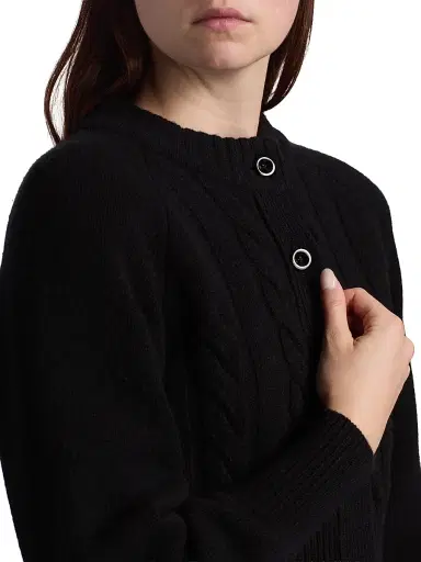 Toccin Women's Rita Wool-Cashmere Crop Cardigan - Jet | Thumbnail 6 Toccin Women's Rita Wool-Cashmere Crop Cardigan - Jet | Thumbnail 6