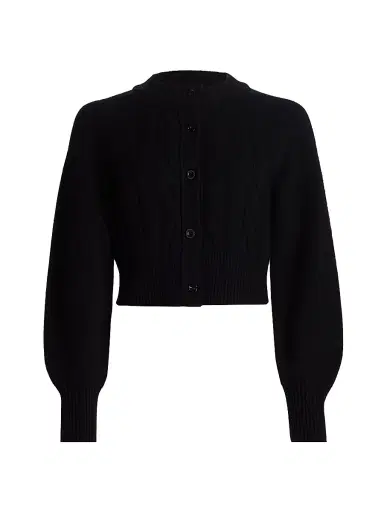 Toccin Women's Rita Wool-Cashmere Crop Cardigan - Jet | Thumbnail 1 Toccin Women's Rita Wool-Cashmere Crop Cardigan - Jet | Thumbnail 1
