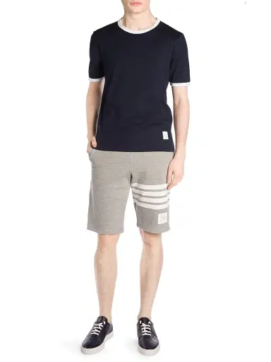 Thom Browne Men's Classic Drawstring Cotton Sweatshorts - Light Grey - Size Small | Thumbnail 2 Thom Browne Men's Classic Drawstring Cotton Sweatshorts - Light Grey - Size Small | Thumbnail 2