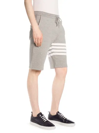 Thom Browne Men's Classic Drawstring Cotton Sweatshorts - Light Grey - Size Small | Thumbnail 4 Thom Browne Men's Classic Drawstring Cotton Sweatshorts - Light Grey - Size Small | Thumbnail 4