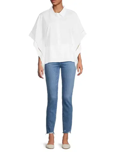 Harshman Women's Harpa Pleated Cotton Shirt - White | Thumbnail 2 Harshman Women's Harpa Pleated Cotton Shirt - White | Thumbnail 2