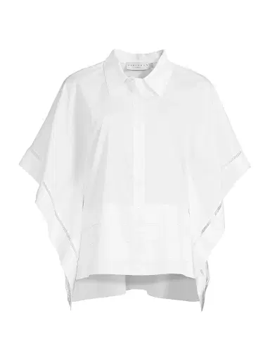 Harshman Women's Harpa Pleated Cotton Shirt - White | Thumbnail 1 Harshman Women's Harpa Pleated Cotton Shirt - White | Thumbnail 1