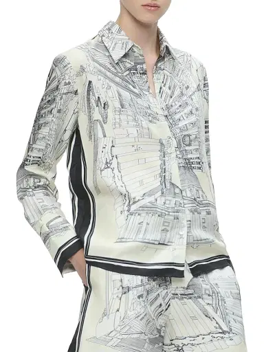 CALLAS MILANO Women's Cameron Rome Scarf Shirt - White - Size 10 | Thumbnail 2 CALLAS MILANO Women's Cameron Rome Scarf Shirt - White - Size 10 | Thumbnail 2