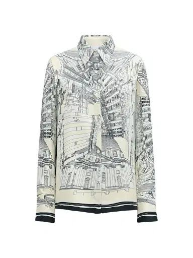CALLAS MILANO Women's Cameron Rome Scarf Shirt - White - Size 10 | Thumbnail 1 CALLAS MILANO Women's Cameron Rome Scarf Shirt - White - Size 10 | Thumbnail 1