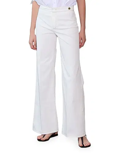 Callas Milano Women's Jane Cotton Stretch Flare Trousers - White | Thumbnail 2 Callas Milano Women's Jane Cotton Stretch Flare Trousers - White | Thumbnail 2