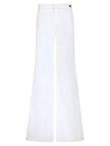 Callas Milano Women's Jane Cotton Stretch Flare Trousers - White | Thumbnail 1 Callas Milano Women's Jane Cotton Stretch Flare Trousers - White | Thumbnail 1