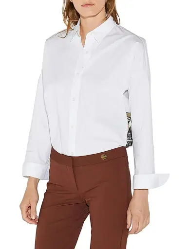 Callas Milano Women's Sirene Poplin Shirt with Silk Twill Milano Print Scarf Back - White | Thumbnail 3 Callas Milano Women's Sirene Poplin Shirt with Silk Twill Milano Print Scarf Back - White | Thumbnail 3
