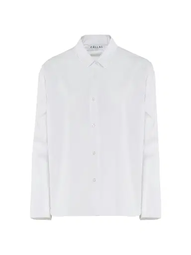 Callas Milano Women's Sirene Poplin Shirt with Silk Twill Milano Print Scarf Back - White | Thumbnail 1 Callas Milano Women's Sirene Poplin Shirt with Silk Twill Milano Print Scarf Back - White | Thumbnail 1