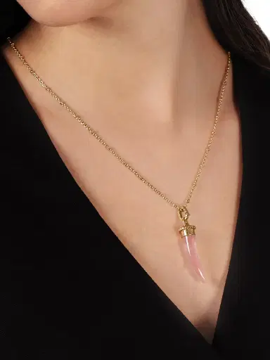 Anabel Aram Women's Milos 18K-Gold-Plated & Gemstone Horn Charm - Rose Quartz | Thumbnail 2 Anabel Aram Women's Milos 18K-Gold-Plated & Gemstone Horn Charm - Rose Quartz | Thumbnail 2