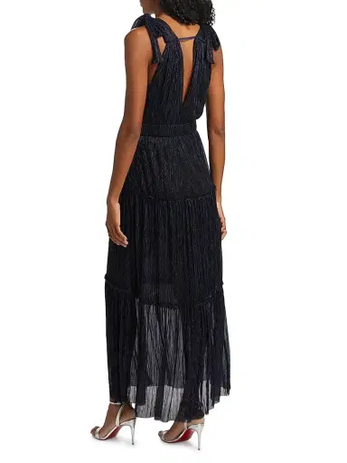 Sabina Musáyev Women's Helena Metallic Tiered Maxi Dress - Navy Lurex | Thumbnail 5 Sabina Musáyev Women's Helena Metallic Tiered Maxi Dress - Navy Lurex | Thumbnail 5