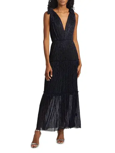 Sabina Musáyev Women's Helena Metallic Tiered Maxi Dress - Navy Lurex | Thumbnail 6 Sabina Musáyev Women's Helena Metallic Tiered Maxi Dress - Navy Lurex | Thumbnail 6