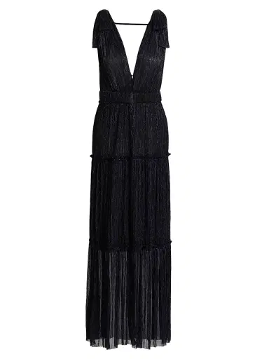 Sabina Musáyev Women's Helena Metallic Tiered Maxi Dress - Navy Lurex | Thumbnail 1 Sabina Musáyev Women's Helena Metallic Tiered Maxi Dress - Navy Lurex | Thumbnail 1
