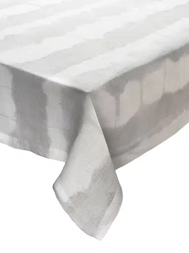 Kim Seybert Watercolor Stripe Tablecloth - White Grey | Thumbnail 1 Kim Seybert Watercolor Stripe Tablecloth - White Grey | Thumbnail 1